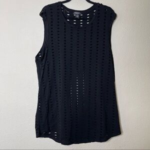 Rogue Collection Black Cutout Sleeveless Blouse Top